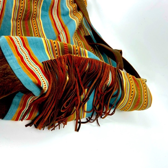 Patricia Wolf Southwest over size Duffle bag With leather trim / fringe - Picture 5 of 11